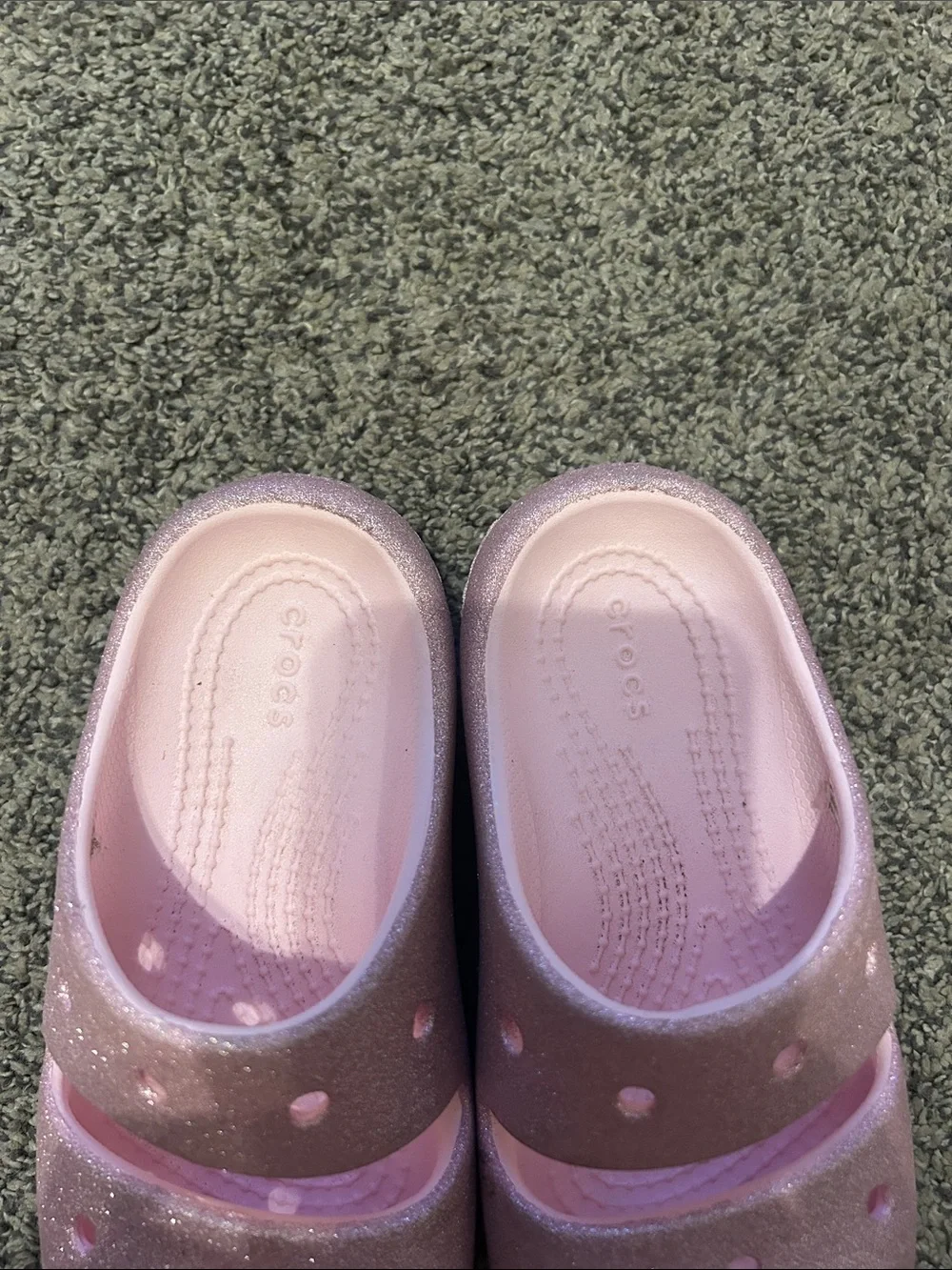 CROCS Kids Glitter Pink Slide Sandals